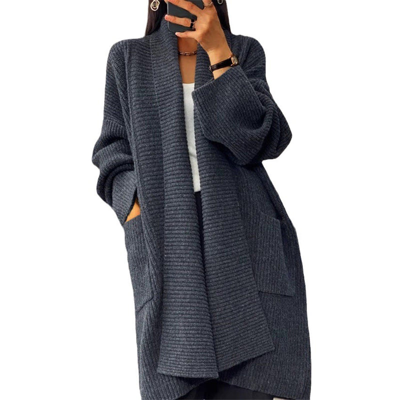 Knitted Cardigan Loose Pockets Sweater Coat