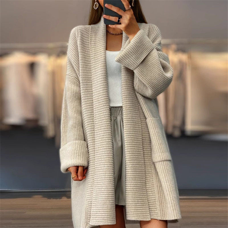 Knitted Cardigan Loose Pockets Sweater Coat