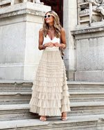 Layered Ruffles A Line Long Dress