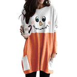 Halloween Letter print round neck long sleeve pocket dress