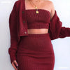 Coat Tube Top Knitted Skirt Fashionable Three-piece Long-sleeved Top