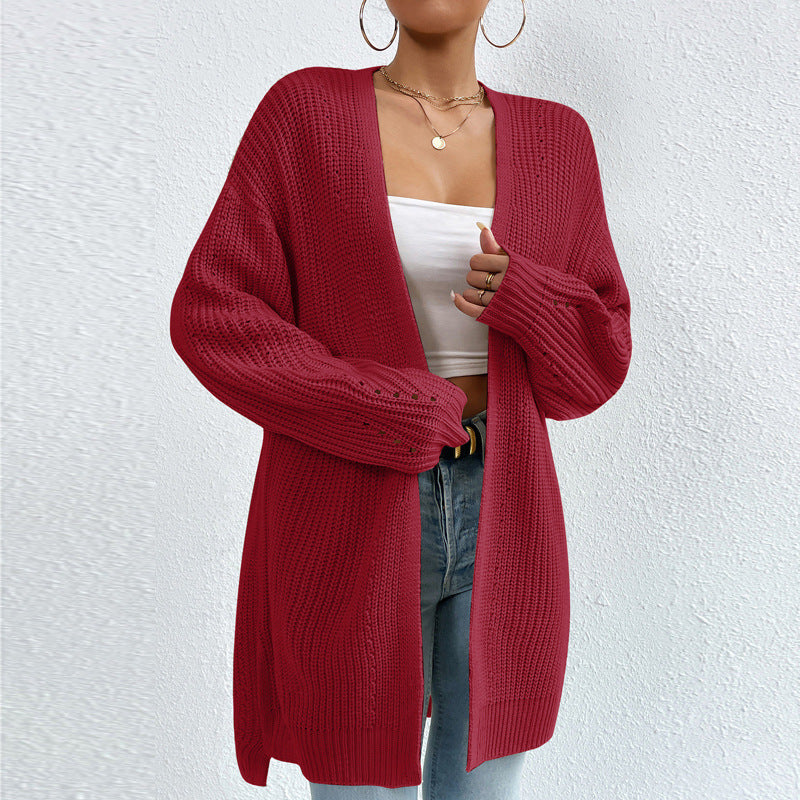 Sweater Medium Length Jacket Knitted Cardigan