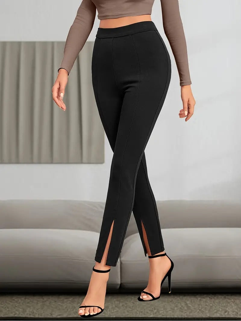 High Waist Casual Split High Slim Fit Pants