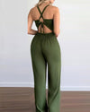 Womens Hollowed Out Suspender Slim Fitting Jumpsuit