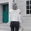 Women's Loose Long Sleeve Design Off Shoulder Short Sweater