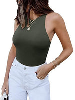 Reo Ria Womens Sleeveless Racer Back Halter Neck Bodysuit Tank Tops