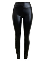 Women's High Waist High Elastic Slim Slimming Matte PU Leather Pants