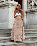 Layered Ruffles A Line Long Dress