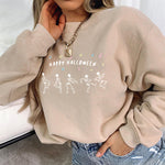 Pumpkin round neck loose casual printing long sleeves