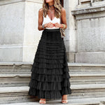 Layered Ruffles A Line Long Dress