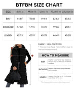 BTFBM Long Puffer Vest Women Quilted Hooded Button Down Zip Up Sleeveless Vests Outerwear Padded Jacket Winter Coat 2024(Black, Large)