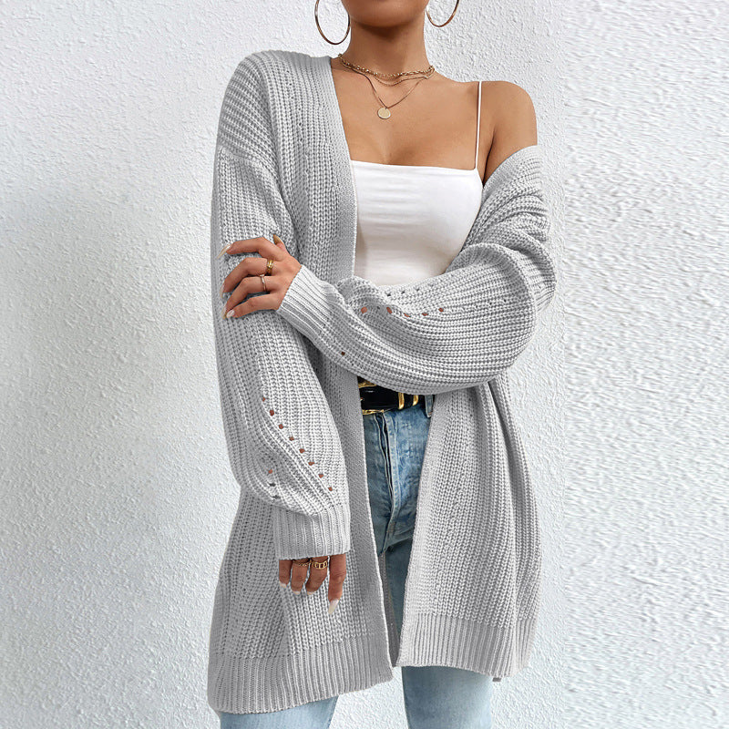 Sweater Medium Length Jacket Knitted Cardigan