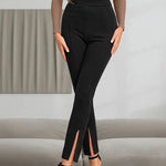 High Waist Casual Split High Slim Fit Pants