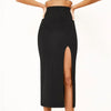 Women's Black Straight Split Skirt