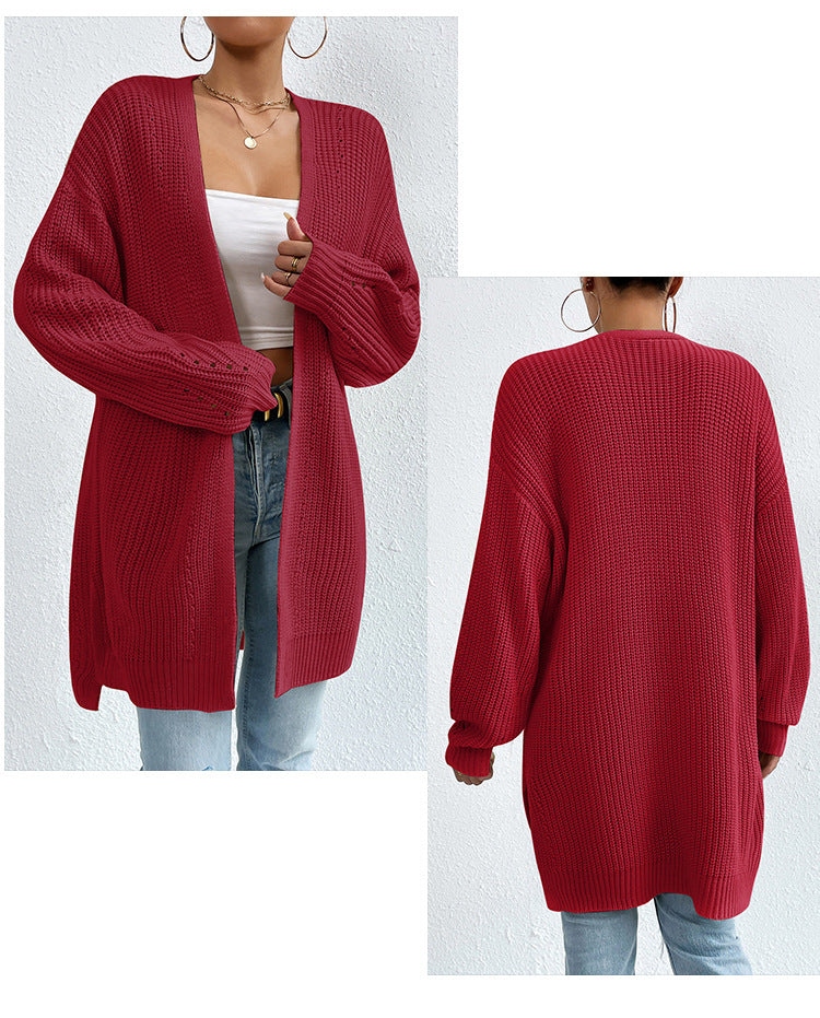 Sweater Medium Length Jacket Knitted Cardigan