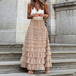 Layered Ruffles A Line Long Dress