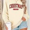 Casual Crew Neck Sweatshirt With Christmas Vibes