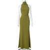 Elegant Solid Color Turtleneck Sleeveless Slim High Waist Length Dress