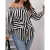 Black And White Striped Sexy Fashion Off-shoulder Shirt