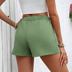 Women's Double Pocket Casual Elastic Waist Lace-up Shorts