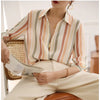 Stripe Women Shirt Satin Vintage Shirt