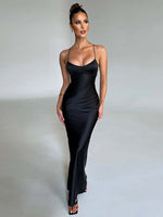 Satin Backless Maxi Dress