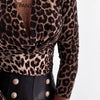 Women Cheetah Print V-neck Long Sleeve Top Blouse Womens Tops and Blouses