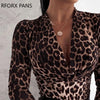 Women Cheetah Print V-neck Long Sleeve Top Blouse Womens Tops and Blouses