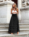 Layered Ruffles A Line Long Dress