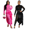 Women's Long-sleeved Slim Fit Bodysuit Outer Lace-up Half-length Cloak Skirt Two-piece Set