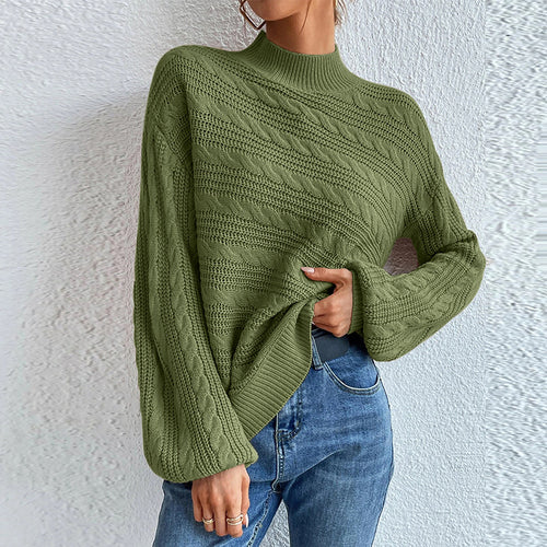 New Solid Color Women's Blouse Loose Round Neck Sweater