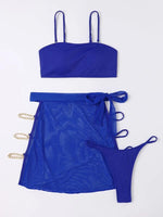 Mesh Three-piece Set Pit Strip Split Bikini Chain Swimsuit