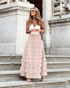 Layered Ruffles A Line Long Dress