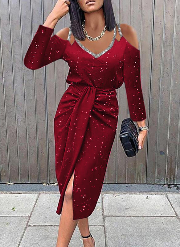 Elegant Skinny Party Robe Lady Formal Evening Clothing  Plain Lace Up Off Shoulder Midi Bodycon Dress