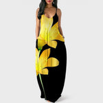 Geometric Striped Women Strap Dress Vintage Summer O-neck Flower Print