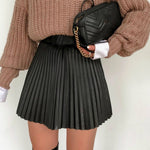 Missnight Chic Pleated Skirt Black Khaki High Waisted Sexy A-line Mini Fashion Skirts