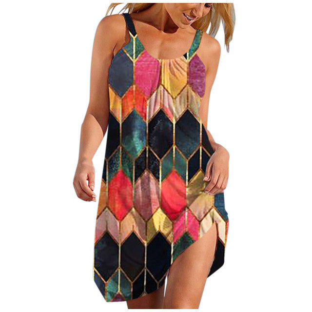 Parrot  Print Summer Beach Dress